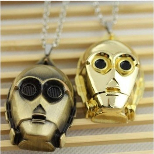 Robot Gold bronze Plated Pendant Necklace 2 Colors Star Wars Jewelry Pendant Star Wars