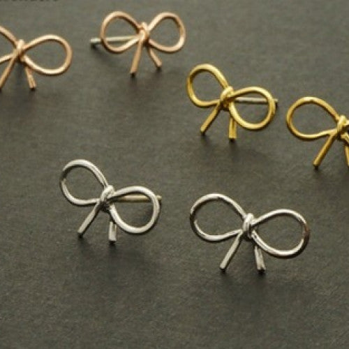 Gold/Silver/Rose Gold Cute Bow C harm Stud Earrings for Women Uniuqe Tiny Knot Ribbon Pendientes Fine Jewelry