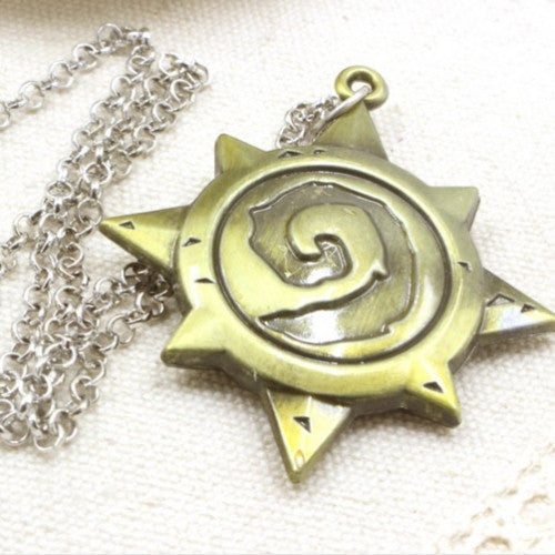 Pendant Necklace Hearthstone Heroes of Warcraft Mark Antique Bronze Pendant Necklace, Anime Game Series Latest Cool